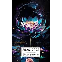 Pocket Calendar 2024-2026: Two-Year Monthly Planner for Purse , 36 Months from January 2024 to December 2026 | Lotus flower art | Fragmented space | Space-time reality effect