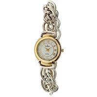 Peugeot Women's Silver and Gold Bracelet Watch with Byzantine Chain Bracelet