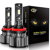 Cougar Motor H11 LED Bulbs, H8 H9 Light Bulb K16 Series 18000LM 60W 6000K Halogen Replacement Fog Light Plug and Play - Pack of 2