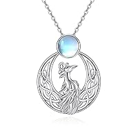 VONALA Phoenix/Moon and Sun Necklace for Women Moonstone Celtic Jewelry Birthday Gifts for Mom Daughter