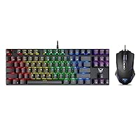 Gaming Keyboard and Mouse, [7200 DPI] [Programmable] [Breathing Light] [7 Buttons] Ergonomic Mice, [Compact 87 Key] [RGB Backlight] [100% Anti-Ghosting] [27 LED Lighting Modes] Keyboard, Bundle