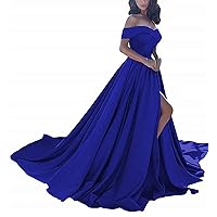 Women's A Line Off The Shoulder Prom Evening Dress Split Formal Party Gown