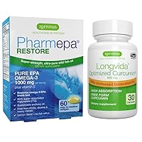 Pharmepa Restore & Longvida Lipidated Curcumin 500mg Bundle, 1000mg Pure EPA Omega-3 Fish Oil & Ultra Bioavailable Curcumin, by Igennus