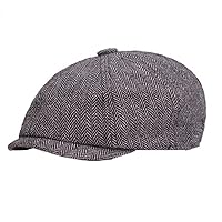 Newsboy Hat Octagonal Cap Hunting Hat 54-59cm (Light Gray)