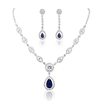GULICX AAA Cubic Zirconia CZ Women's Party Jewelry Set Fashion Earrings Pendant Necklace Silver Plated