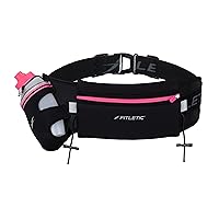 Fitletic Hydration Running Belt With 12oz Quick Flow Water Bottle For Men & Women –Race Belt, Gel Holder & Bib Toggles Patented Bounce Free Design, Water Resistant Fits All Phones –Fully Loaded