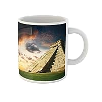 Coffee Mug Wonder Chichen Itza Mayan Pyramid World Mexico Maya Ruins 11 Oz Ceramic Tea Cup Mugs Best Gift Or Souvenir For Family Friends Coworkers