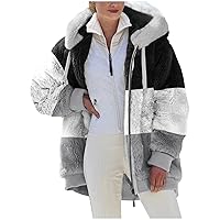 Oversized Fuzzy Fleece Jackets For Women Fashion 2023 Color Block Faux Fur Cardigan Coat Shaggy Warm Winter Outerwear