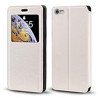 iPhone 6 Plus Case, Wood Grain Leather Case with Card Holder and Window, Magnetic Flip Cover for iPhone 6 Plus