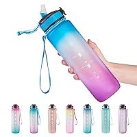 Clear Reusable Slim Flat Water Bottle 33.8oz Portable - Fits in