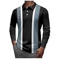 DuDubaby Shirts for Men Big and Tall Lapel Long Sleeve Printed Casual Top Loose Sports Lapel Shirt