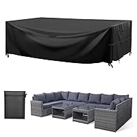 GARPROVM Outdoor Patio Furniture Covers Waterproof Patio Dining Table Couch Set Covers Rectangular with Upgraded 600D Material, 4 Windproof Buckles 124 x 70 x 29 Inch Heavy-Duty Large