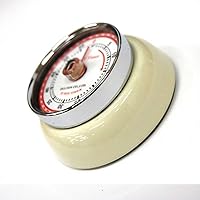 100-189IV Kitchen Timer with Magnet, Ivory, Steel, Analog, Retro, Diameter 2.8 inches (70 mm), Depth 1.2 inches (30 mm)