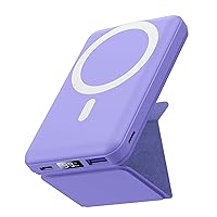 Yiisonger Magnetic Wireless Portable Charger, Foldable 10000mAh Battery Pack with USB-C Cable LED Display, Magnetic Power Bank 22.5W PD Fast Charging for iPhone 15/14/13/Pro/Mini/Pro Max (Purple)
