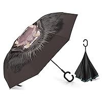 Roaring Panther Inverted Umbrellas Automatic Open Windproof & Rainproof Car Umbrella Double Layer C-Shape Handle Free