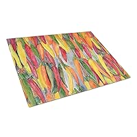Caroline's Treasures 8893LCB Hot Peppers Glass Cutting Board Large Decorative Tempered Glass Kitchen Cutting and Serving Board Large Size Chopping Board