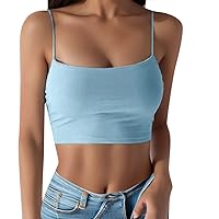 SNKSDGM Women's Spaghetti Strap Scoop Neck Rib-Knit Tank Tops Slim Fitted Cotton Camisoles Basic Sleeveless Cute Tanks Shirt