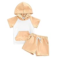 Toddler Baby Boy Clothes Spring Summer Set Short Sleeve Hooded T-Shirt Top Shorts Set Casual Play Outfit