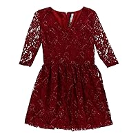 kensie Womens Flare Lace A-Line Dress