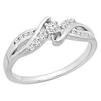 Dazzlingrock Collection 0.15 ctw Round White Diamond Swirl Bypass Split Shank Ring for Women in 925 Sterling Silver