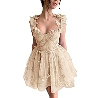 3D Butterfly Lace Appliques Homecoming Dresses Corset Tulle Short Prom Dress Sweetheart Cocktail Party Gowns for Teens