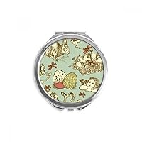 Easter Festival Colorful Angle Horse Hand Compact Mirror Round Portable Pocket Glass