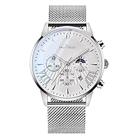 Men's Watches Fashion Sport Quartz Chronograph Watch with Mesh Stainless Strap