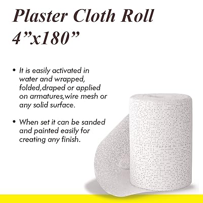 Falling in Art Plaster Cloth Rolls, 500GSM Plaster Strip, Plaster Gauze Bandages for Craft Projects, Mask Making, Belly Casts, Body Molds, 4inch