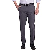 Haggar mens Iron Free Premium Khaki Straight Fit Flat Front Flex Waist Casual Pants, Dark Grey, 36W x 32L US