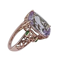 Amethyst Cushion Shape Natural Non-Treated Gemstone 14K Rose Gold Ring Engagement Jewelry for Women & Men