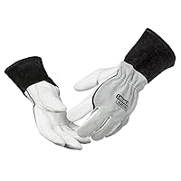 Lincoln Electric DynaMIG Traditional MIG Welding Gloves | Top Grain Leather | Medium | K3805-M, White