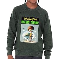 Alien Design Kids' Raglan Sweatshirt - Funny Cartoon Sponge Fleece Sweatshirt - Cool Design Sweatshirt