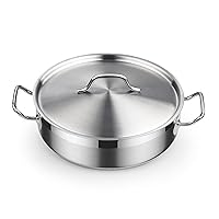 Cooks Standard Deep Sauté Pan with Lid, 4-Quart Professional Deep Frying Pan 18/10 Stainless Steel Chef’s All Purpose Pan with Cover, Compatible with All Stovetops