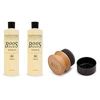 John Boos 2 Piece Cutting Charcuterie Board Care & Maintenance Set with 32 Oz Food Safe Mystery Oil Bottles and Applicator, Wooden Kitchen Essentials