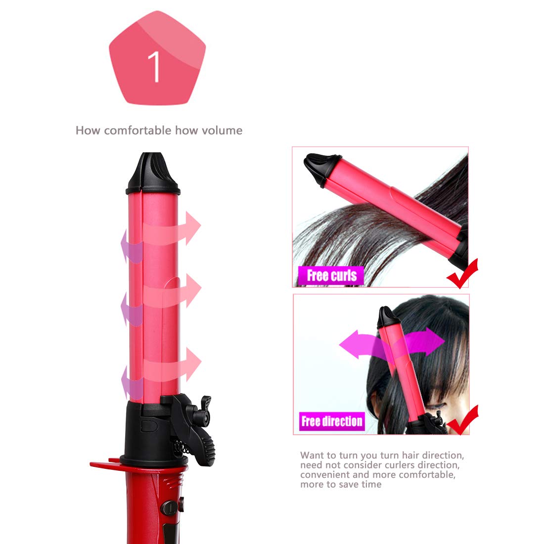 2 in 1 Hair Straightener and Curler Hair Curling Iron 1 to 1.2 Inch Spinning Hair Wand with Automatic Rotation for All Hiar Type Ceramic Flat Iron Auto Rotating Spiral Valentines Day Gifts for Women