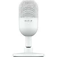 Razer Seiren V3 Mini USB Microphone: Condenser Mic - Supercardioid Pickup Pattern - Tap-to-Mute Sensor with LED Indicator - Shock Absorber - Ultra Compact - PC, Discord, OBS Studio, XSplit - White