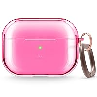 elago Compatible with AirPods Pro Case Clear - High Rating, TPU Transparent Shockproof, Protective Case Cover with Keychain, Gel Tape Included, Wireless Charging [Neon Hot Pink]