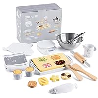 Wooden Toy Bake and Cookie Set, Pretend Play Food Sets for Kids, Pretend Cookies and Baking Set Kitchen Playset, Pretend Play Kitchen Accessories Gift for Boys and Girls Ages 3+