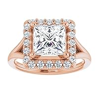 2 CT Princess Cut Moissanite Engagement Rings for Women Wedding Bridal Ring Set 925 10K 14K 18K Solid Rose Gold Solitaire Halo Eternity Vintage Anniversary Promise Purpose Gift for Her