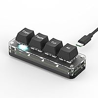 BRIMFORD Programmable Keypads USB-C Customized Copy Paste Cut All Mini 4 Keys with LED Light Mechanical Hot Swap Macro Keyboard (4-Keys-Black)