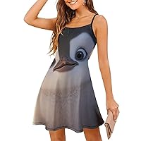 Penguin Women's Mini Dress Sleeveless Sundress Casual Tank Dress Beach Dress