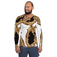 Men's Rash Guard Long Sleeve Sportswear White Animal Gold Baroque