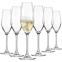 Krosno Splendour Champagne and Sparkling Wine Glasses | Set of 6 | 7.10 oz | Clear Glass | Lead-Free Glass | For Home Restaurants and Parties | Dishwasher Safe | Gift | Made in Europe