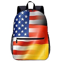 American and German Flags 17 Inch Laptop Backpack Lightweight Work Bag Business Travel Casual Daypack