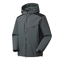 Women Outdoor Waterproof Rain Jacket Softshell Color Block Hooded Raincoat Lightweight Hook&Loop Sleeve Hiking Coat