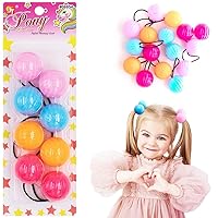 4 Pcs 40mm Large Ball Hair Ties Ponytail Holders Twinbead Bubble Balls Hair Accessories for Girls Kids Toddler (Light Pink/Sky Blue/Orange/Hot Pink)
