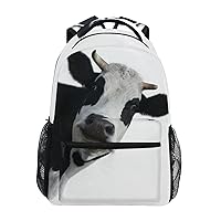 ALAZA Fun Cow Print Animal Backpack Purse with Multiple Pockets Name Card Personalized Travel Laptop School Book Bag, Size M/16.9 inch