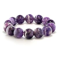 Gem Stone King Purple Amethyst Bead Gemstone Stretchy Bracelet For Women 8.5 Inch Round 16MM