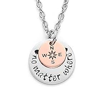 LParkin Long Distance Relationships Gifts Friendship Necklace No Matter Where Compass Necklaces BFF Jewelry