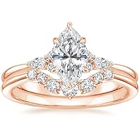 1 CT Moissanite Engagement Rings for Women, Marquise Colorless VVS1 Clarity Diamond Rings 14K Rose Gold Vermeil Solitaire Moissanite Rings for Women Promise Rings for Her Jewelry Gifts
